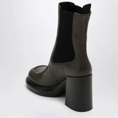 Burberry Chelsea Wedge Boot In Dark Green Leather Women In Brown