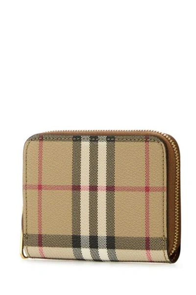 Burberry Checkered Pattern Canvas Wallet In Multicolor