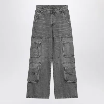 Diesel D-sire-cargo-d Grey Cargo Jeans With Low-rise Waist In Gray