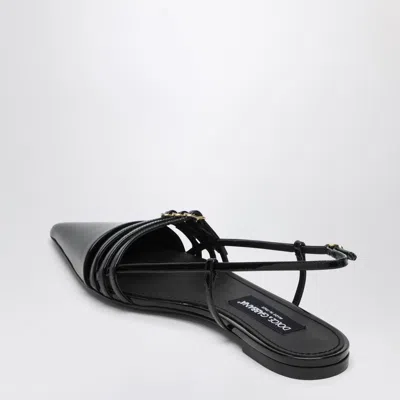 Dolce & Gabbana Patent Leather Slingback Ballet Flats In Black