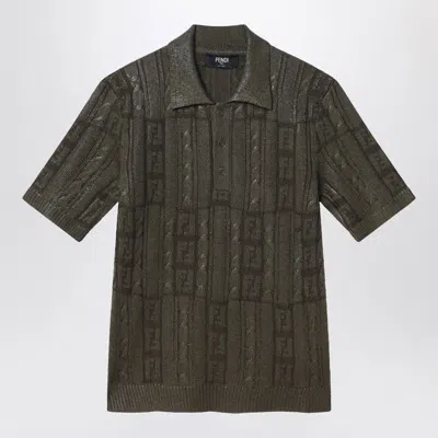 Fendi Ff Wool Blend Lurex Polo In Green