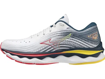 Mizuno Women's Wave Sky 6 Running Shoes - Medium Width In White/hibiscus In Multi