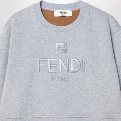 Fendi Grey Cropped Sweatshirt In Fleece Cotton Women In Gray