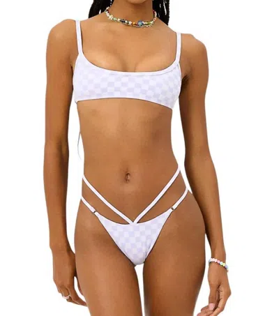 Frankies Bikinis Layla Checkered Jacquard Bottom In Purple In Purple