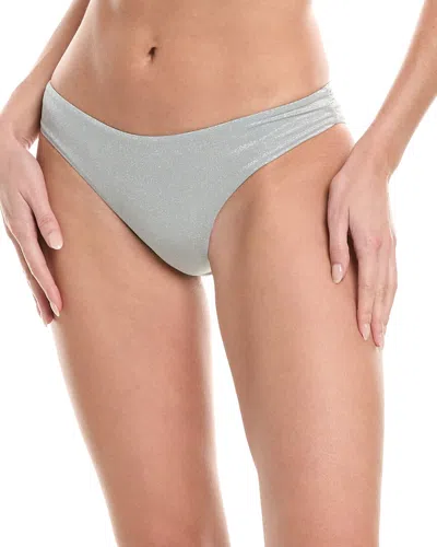 Pq Swim Basic Ruched Teeny Bikini Bottom In Silver