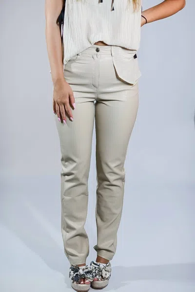 LALAVON ALL IS FAIR LEATHER PANTS IN BEIGE 