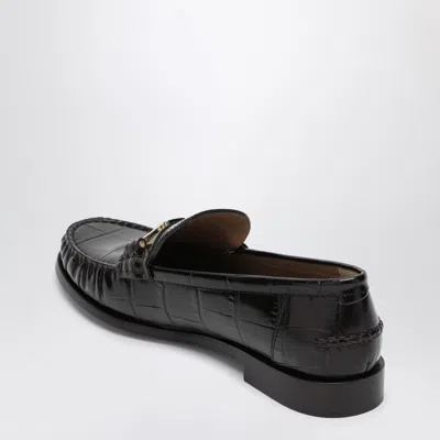 Ferragamo Black Maryan Loafers In Brown