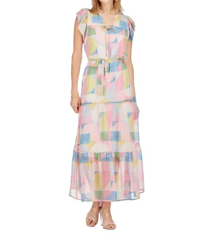 Joy Joy Tiered Maxi Dress In Pastel Abs In Multi