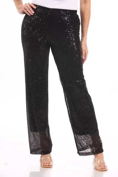 M Made In Italy Sequin Straight Pants In Black In Black