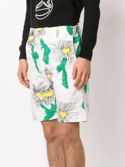 Shop Julien David Floral Deck Shorts In White