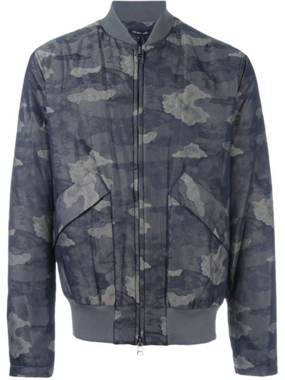 Helmut Lang Camouflage Print Bomber Jacket In Olive