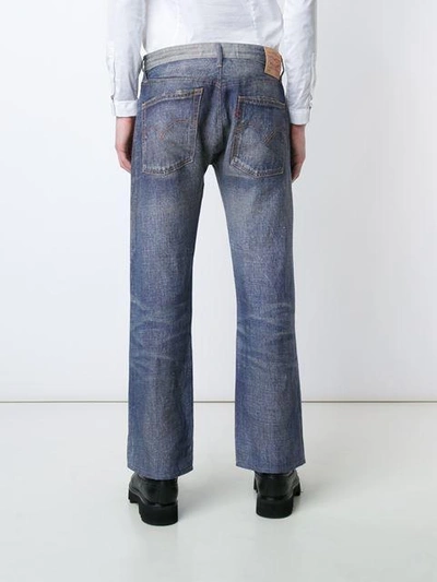 Shop Junya Watanabe Man Lace Waist Bootcut Jeans - Blue