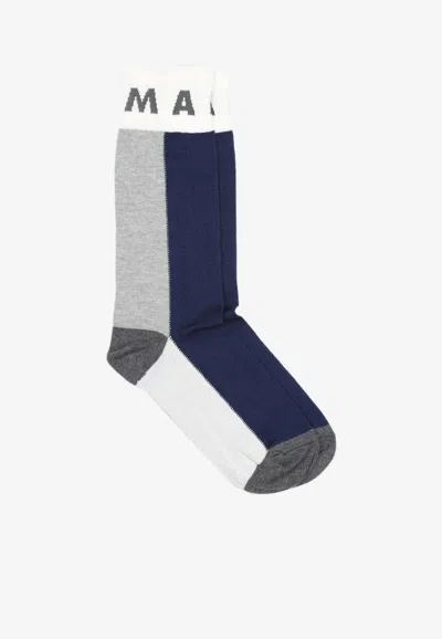 Marni Color-blocked Ribbed Cuff Socks In Multicolor