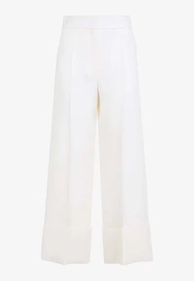 Valentino Womens Betulla Wide-leg Pressed-crease Wool Trousers In White