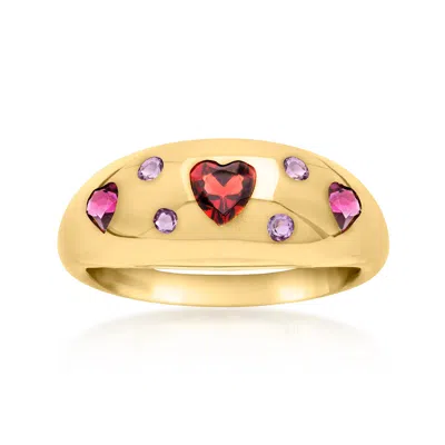 Ross-simons Multi-gemstone Heart Ring In 18kt Gold Over Sterling In Red