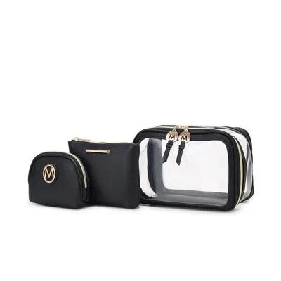 Mkf Collection By Mia K Laura Women's Cosmetic Punch 10 Pcs Sets, Small Travel Makeup Bag In Black
