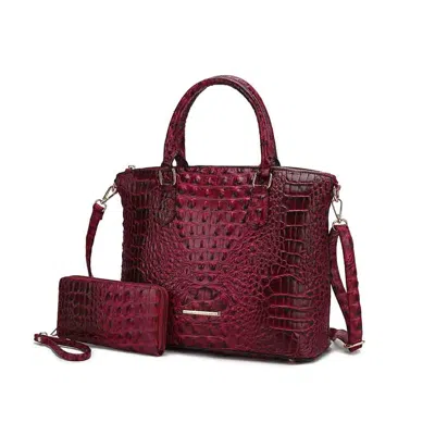 Mkf Collection By Mia K Liora Women's Tote Bag With Wallet, Croc Embossed Vegan Leather Handbag Purse In Pink