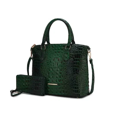 Mkf Collection By Mia K Liora Women's Tote Bag With Wallet, Croc Embossed Vegan Leather Handbag Purse In Green