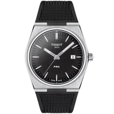 Tissot Men's Swiss Prx Black Rubber Strap Watch 40mm In Black