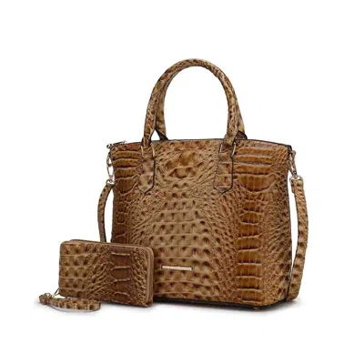 Mkf Collection By Mia K Liora Women's Tote Bag With Wallet, Croc Embossed Vegan Leather Handbag Purse In Grey