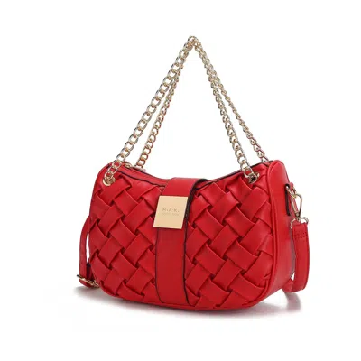 Mkf Collection By Mia K Solari Braided Chain Vegan Leather Shoulder Bag, Chic & Functional In Red