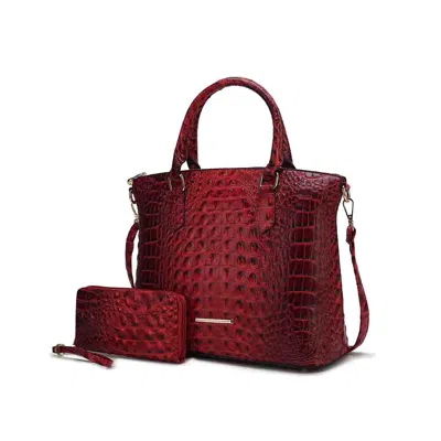 Mkf Collection By Mia K Liora Women's Tote Bag With Wallet, Croc Embossed Vegan Leather Handbag Purse In Red