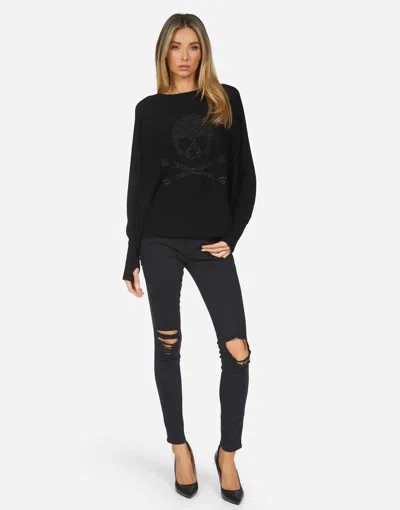 Lauren Moshi Ladona Crystal Love Skull In Black