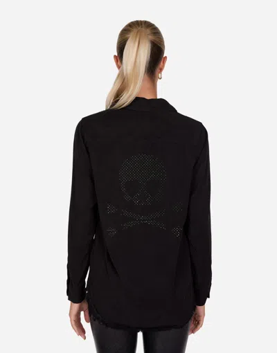 Lauren Moshi Sloane Crystal Love Skull In Black