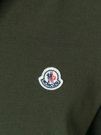 Shop Moncler Long Sleeve Logo Polo Shirt In Green