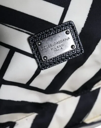 Pre-owned Dolce & Gabbana Black White Nylon Leather Travel Back Pack Women's Bag () In Black And White