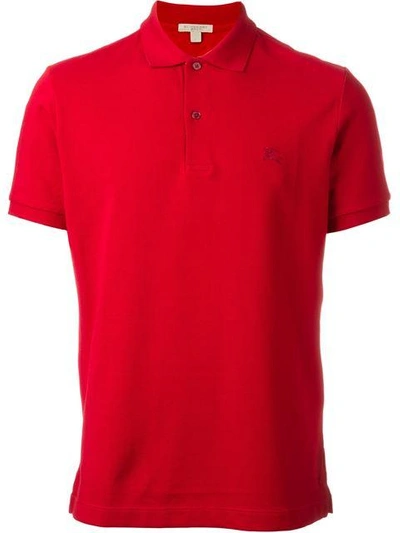 Shop Burberry Check Placket Cotton Piqué Polo Shirt In Red