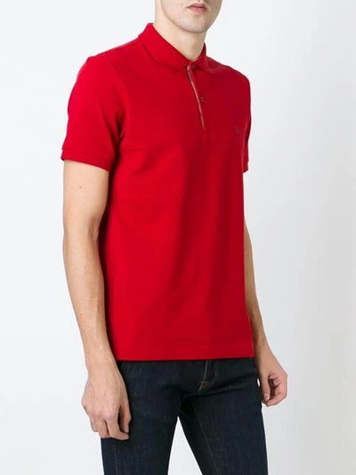 Shop Burberry Check Placket Cotton Piqué Polo Shirt In Red