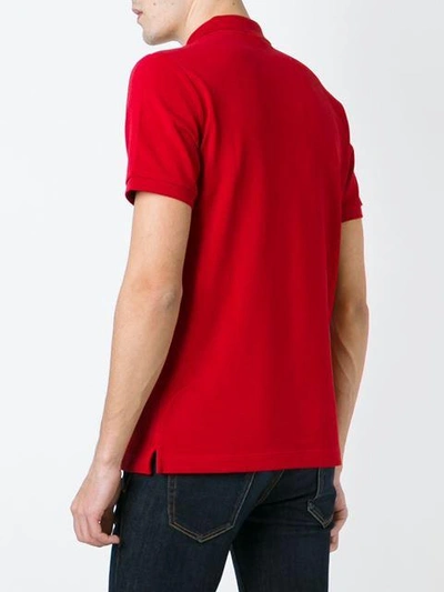 Shop Burberry Check Placket Cotton Piqué Polo Shirt In Red