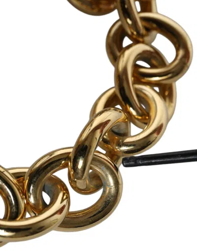 Pre-owned Dolce & Gabbana Gold Tone Brass Maxi Chain Lobster Clasp Logo Women's Bracelet ()