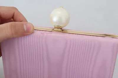 Pre-owned Dolce & Gabbana Pink Silk Gold Frame Clutch Evening Party Purse Women's Bag ()