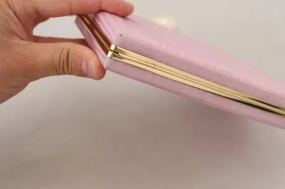 Pre-owned Dolce & Gabbana Pink Silk Gold Frame Clutch Evening Party Purse Women's Bag ()
