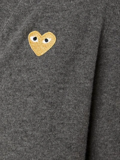Shop Comme Des Garçons Play Embroidered Heart Cardigan In Grey