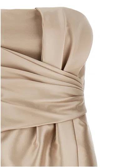 Alberta Ferretti Beige Mikado Longuette Dress In Neutral
