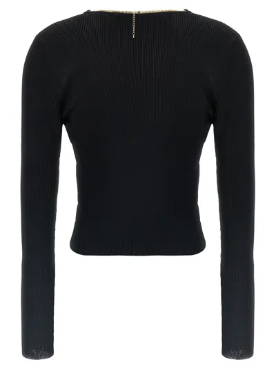 Alexander Wang V-neck Cropped Sweater With Nameplate Chain