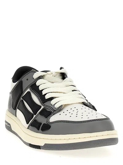 Amiri Varsity Skel Top Low Sneakers In Grey Leather