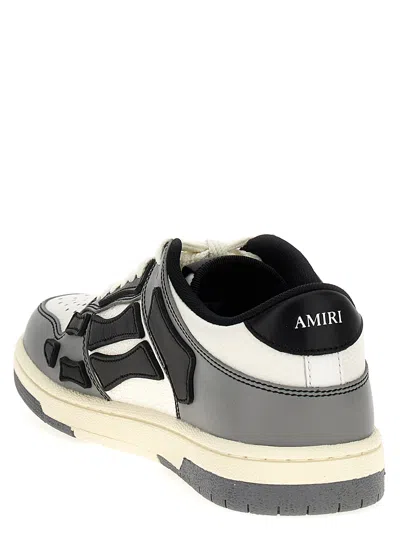 Amiri Varsity Skel Top Low Sneakers In Grey Leather