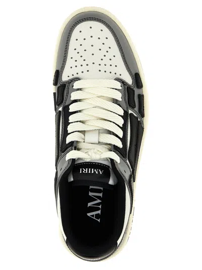 Amiri Varsity Skel Top Low Sneakers In Grey Leather