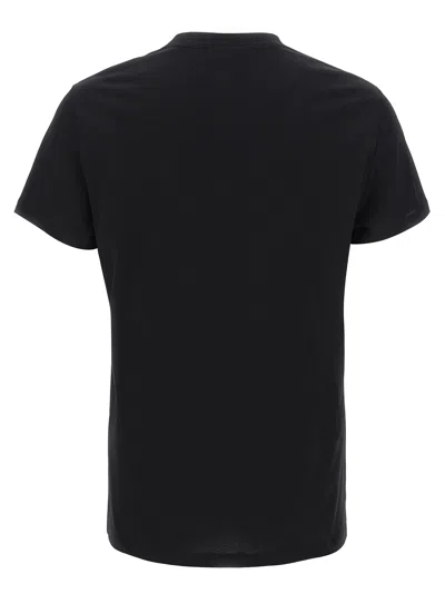 Balmain Black Crewneck T-shirt With Logo Print In Cotton Man