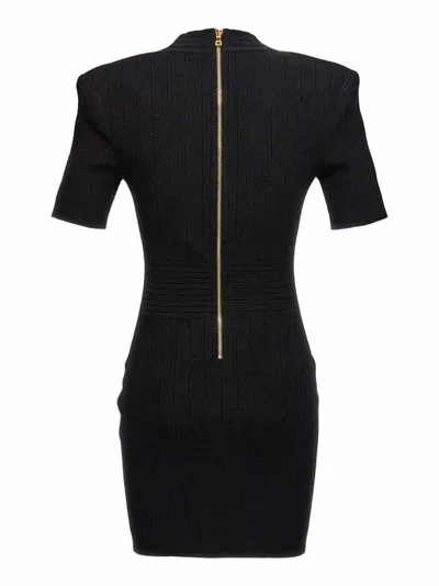 Balmain Viscose-blend Knit Mini Dress In Black