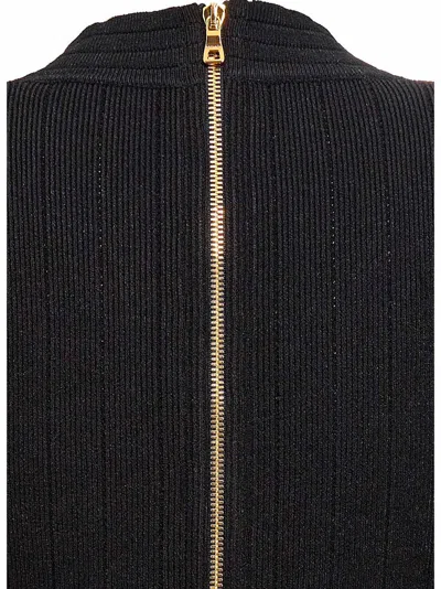 Balmain Viscose-blend Knit Mini Dress In Black