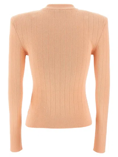 Balmain Ribbed Crew Neck Sweater With Gold Buttons