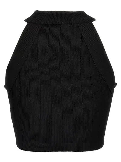 Balmain Embellished Ribbed-knit Halterneck Top