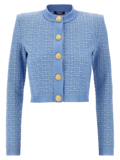 Balmain Pb Labyrinth Knitted Cropped Cardigan