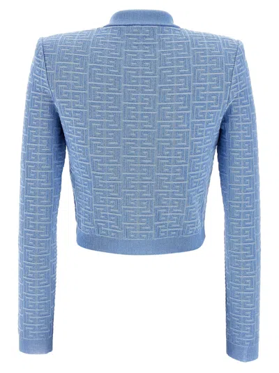 Balmain Pb Labyrinth Knitted Cropped Cardigan