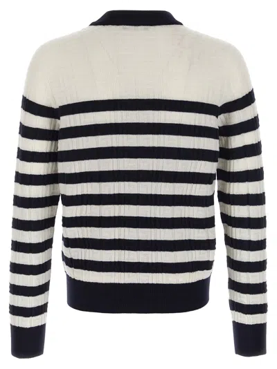 Balmain Embossed Monogram Striped Sweater